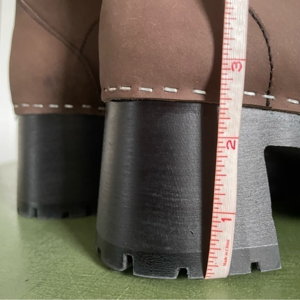 NWT Swedish Hasbeens TRAIL BOOTS in Brown/Black Nubuck w Wooden Heels - Picture 12 of 15